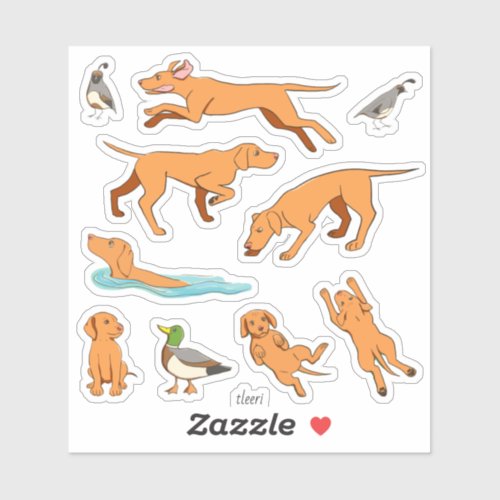 Frolicking Vizslas Stylized Drawings Sticker