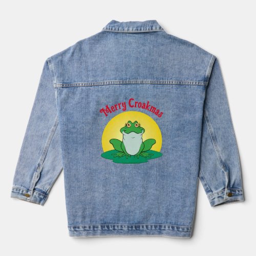 Frolicsome Festive Frog _ Charming and Joyful Frog Denim Jacket