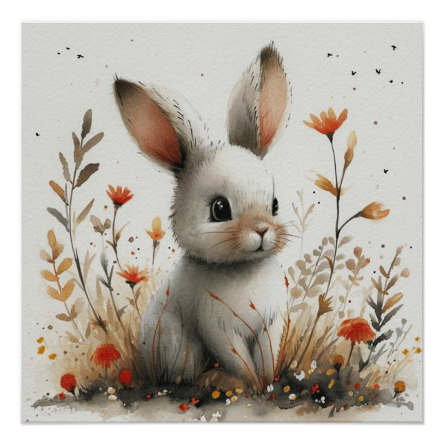Frolicsome Fluff: A Bit of Whimsy Bunny Poster (Front)