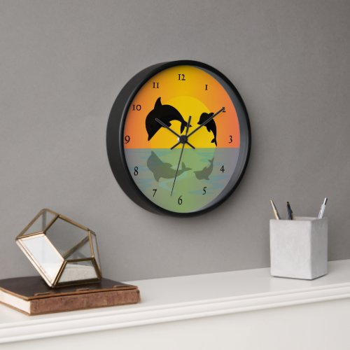 Frollocking Dolphins at Sunset Clock