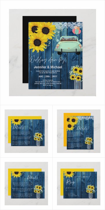 Budget Wedding Invitations - Rustic Sunflowers