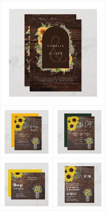 Budget Wedding Invitations - Rustic Sunflowers