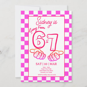 From 6 to 7 Meme Birthday Invitation Checkerboard