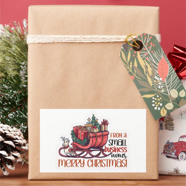 From a Small Business Owner Merry Christmas Rectangular Sticker (Holiday)
