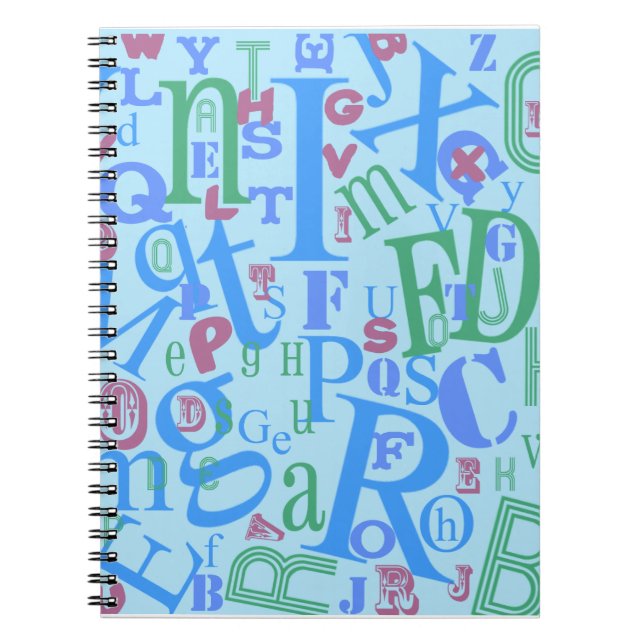 From A to Z Blue Letters Fun Alphabet Art Notebook (Front)