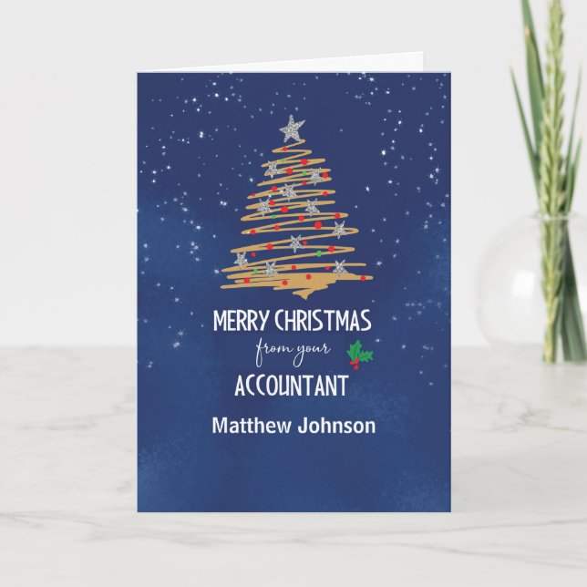 From Accountant Christmas Tree Customizable Name  Card (Front)