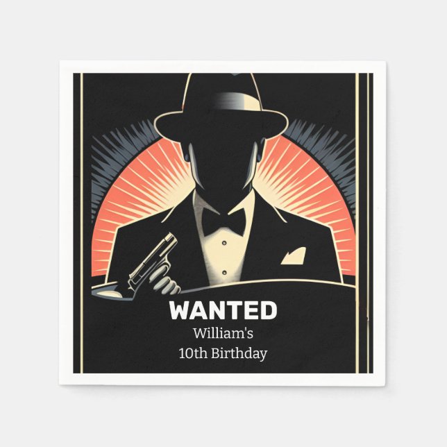 From Adult kids 90s boy Retro Mafia 10th Birthday Napkins (Front)