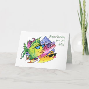 From all of us, Birthday Card with fish