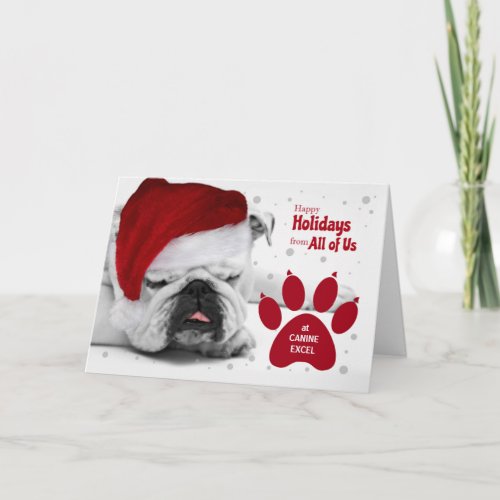 From All of Us Bulldog in a Santa Hat Holiday Card
