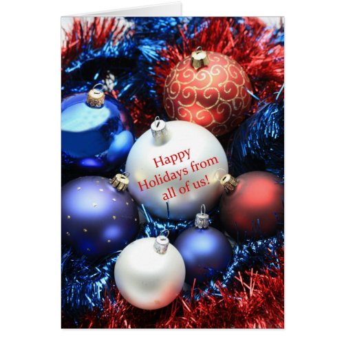 From all of us  christmas ornaments card