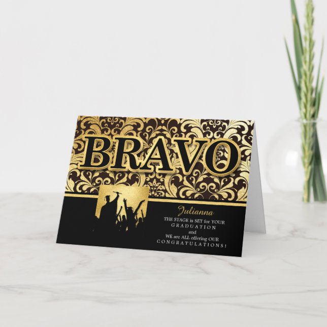 from All of Us Graduation BRAVO Faux Gold Foil Card (Front)