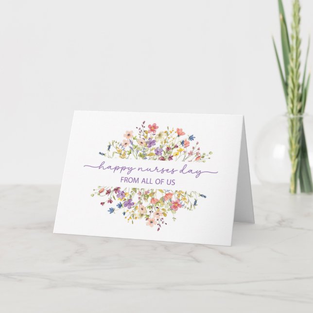From All of Us on Nurses Day Delicate Wildflowers Card (Front)