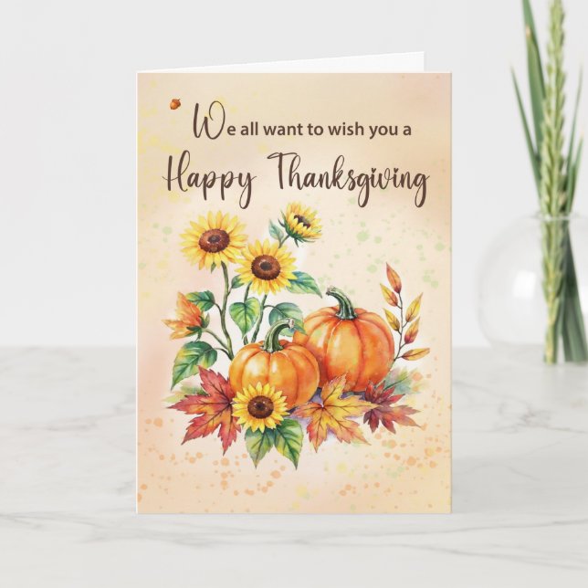 From All of Us on Thanksgiving Sunflowers Pumpkins Card (Front)