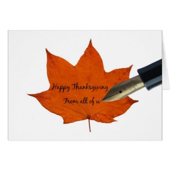 From All Of Us  Thanksgiving Maple Leaf Card by studioportosabbia at Zazzle