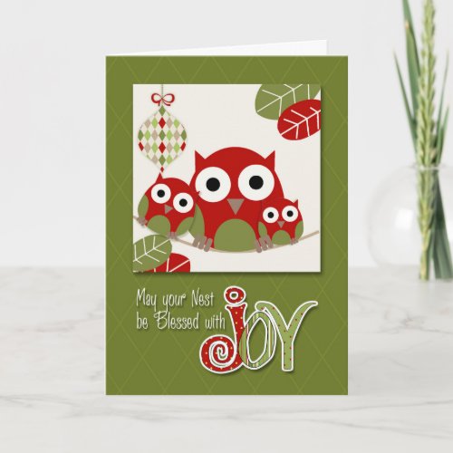 From All of Us Trendy Owl Family Christmas Holiday Card