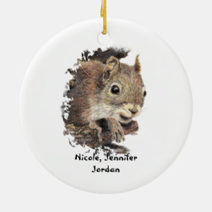 From all us Nuts Custom Christmas Squirrel Ceramic Ornament