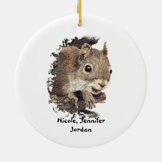 From all us Nuts Custom Christmas Squirrel Ceramic Ornament (Back)