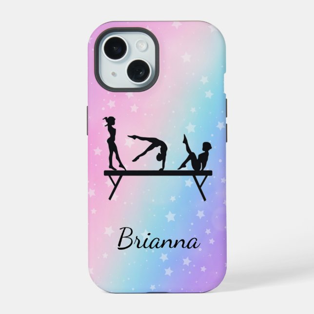 From Beam to Phone Personalized Gymnastics iPhone 15 Case (Back)