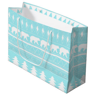From Bears and Christmas-Teal Xmas Pattern Large Gift Bag