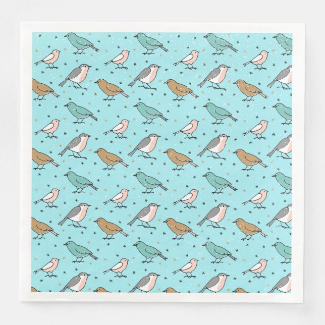 From Birds and Christmas-Teal Xmas Pattern Paper Dinner Napkins (Front)