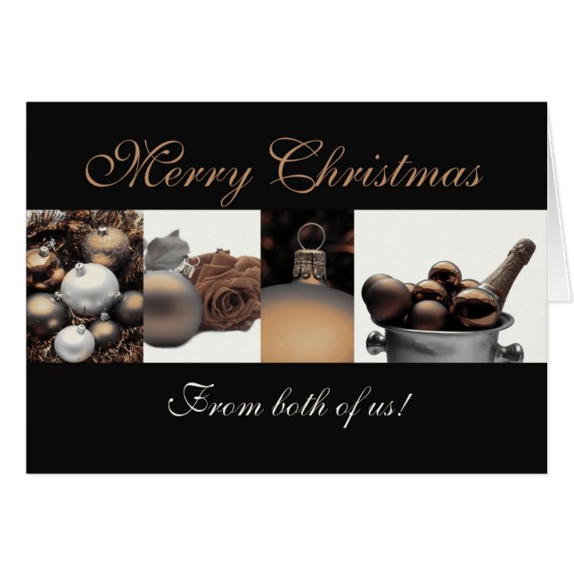 From both of us Merry Christmas sepia Cards (Front Horizontal)