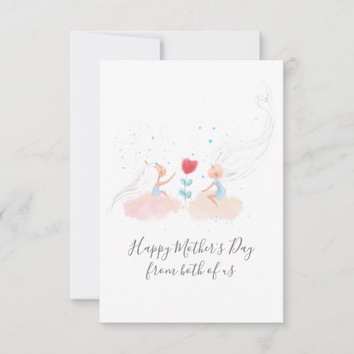 From Both of Us Sweet Girls Mothers Day Flat Card