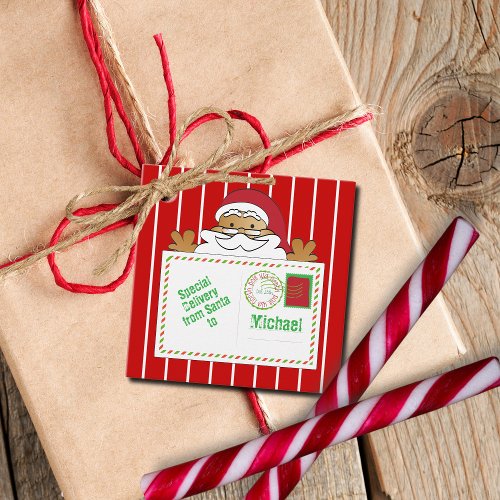 From Brown Santa North Pole Special Delivery Funny Favor Tags