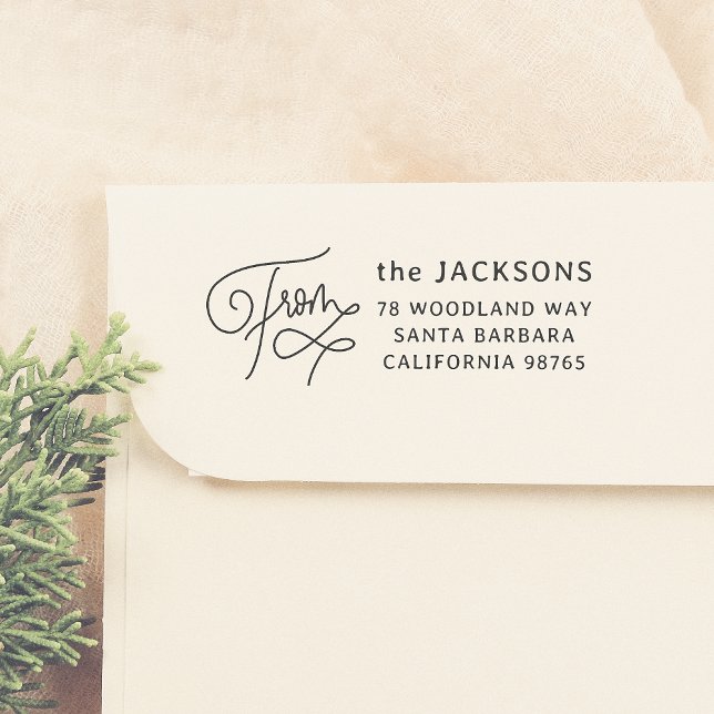 From Calligraphy Modern & Elegant Return Address Rubber Stamp (Creator Uploaded)