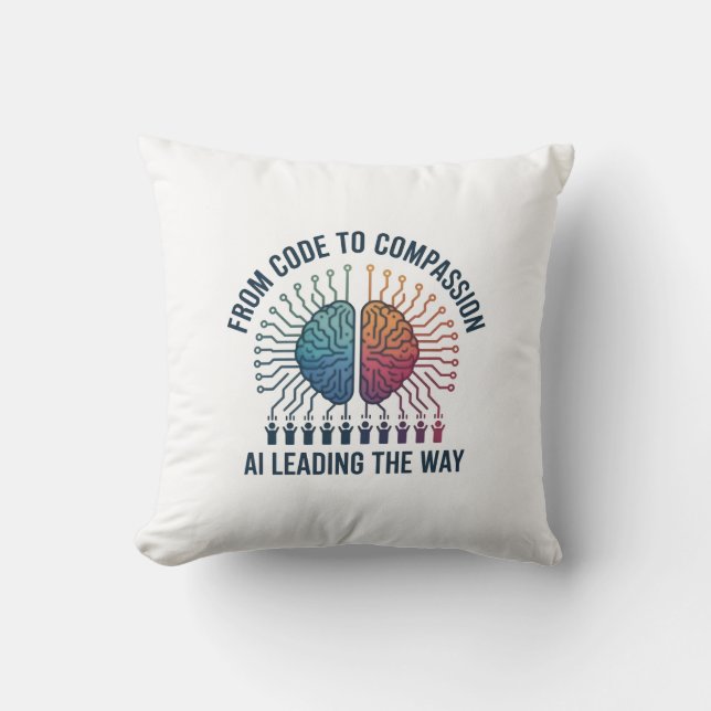 From Code to Compassion – AI Leading the Way Throw Pillow (Front)