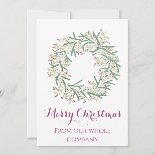 From Company Christmas berries wreath Holiday Card