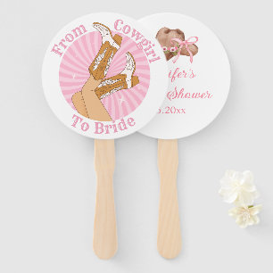 From Cowgirl to Bride Pink Western Bridal Shower Hand Fan