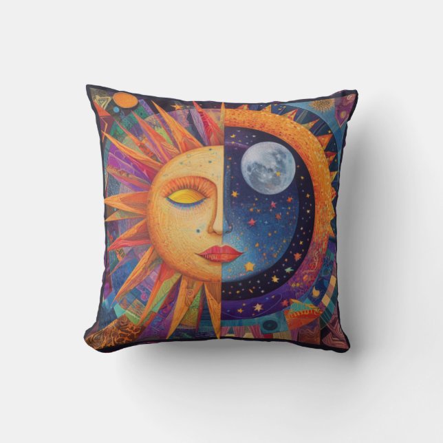 From Day to Night Throw Pillow (Front)