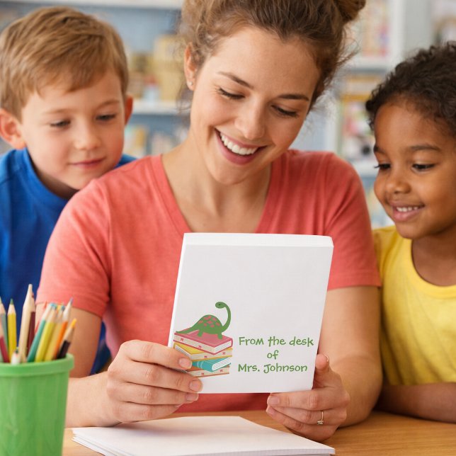 From desk of Elementary Teacher Dinosaur Books Notepad (Creator Uploaded)