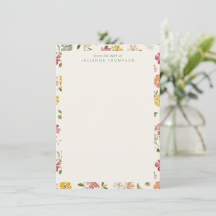 From Desk Of Watercolor Floral Name Soft Modern Note Card