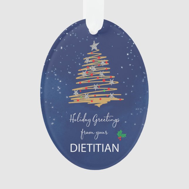 From Dietitian Christmas Tree on Navy Customizable Ornament (Front)