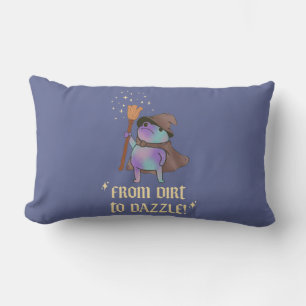 From Dirt to Dazzle Funny Wizard Frog Witch Hat Lumbar Pillow
