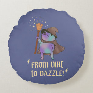 From Dirt to Dazzle Funny Wizard Frog Witch Hat Round Pillow