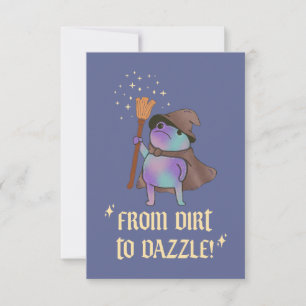 From Dirt to Dazzle Funny Wizard Frog Witch Hat  Thank You Card
