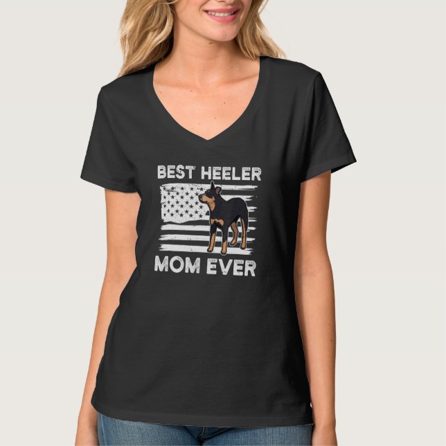 From Dog American Flag Heeler Mom Australian Cattl T-Shirt (Front)