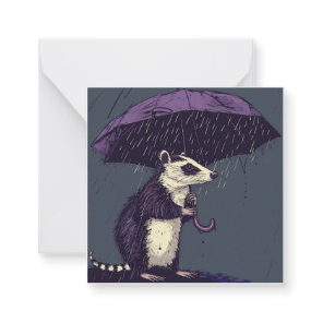 From Drizzle to Dreams: Unleash Creative Opossum Note Card
