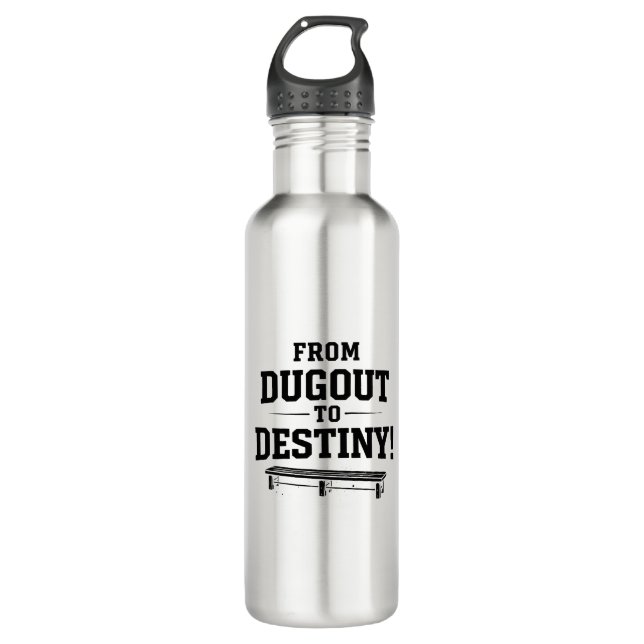 From Dugout To Destiny Professional Baseball Bench Stainless Steel Water Bottle (Front)