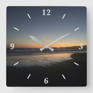 From Dusk Till Twilight At The Beach Photo Image  Square Wall Clock