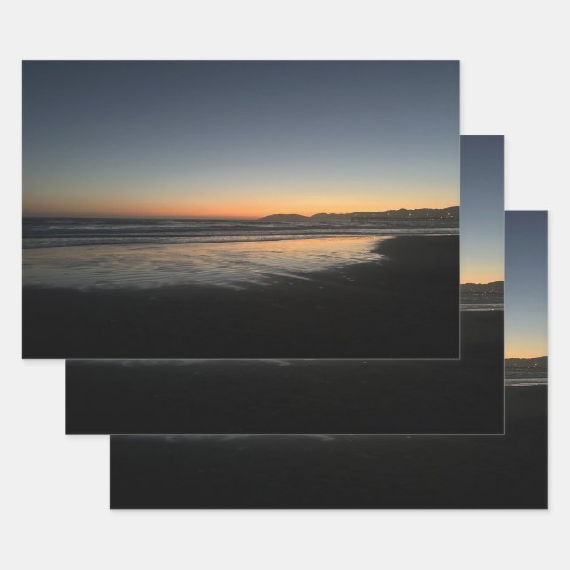 From Dusk Till Twilight At The Beach Photo Image  Wrapping Paper Sheets (Set)