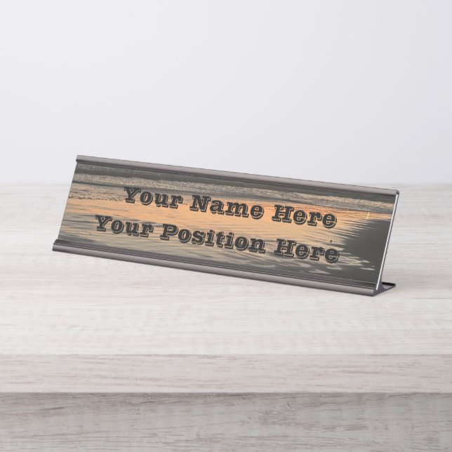 From Dusk Till Twilight At The Beach Photo Print  Desk Name Plate (Front)
