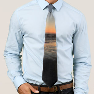 From Dusk Till Twilight At The Beach Photo Print Neck Tie