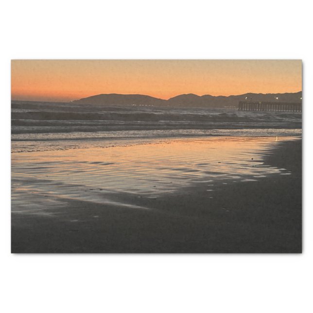 From Dusk Till Twilight At The Beach Photo Print Tissue Paper (Front)