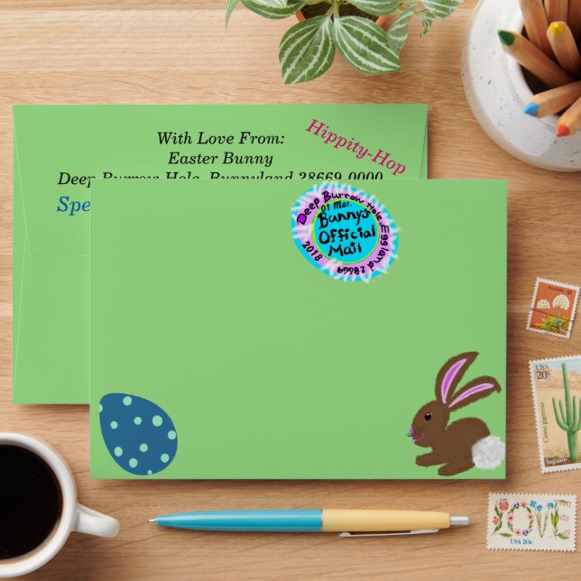  From Easter Bunny Striped Egg Edit YEAR Envelope (Desk)