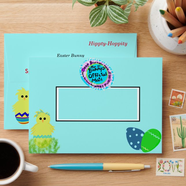 From Easter Bunny Yellow Blue Green Eggs   Envelope (Desk)