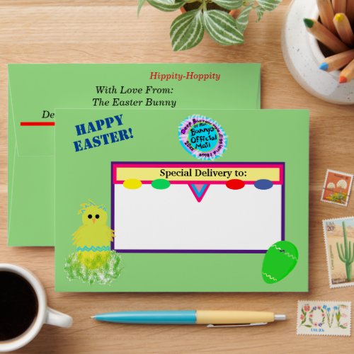 From Easter Bunny Yellow Chick Eggs Envelope