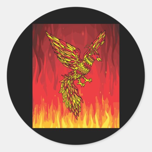 From Fire And Flames Phoenix Bird Classic Round Sticker